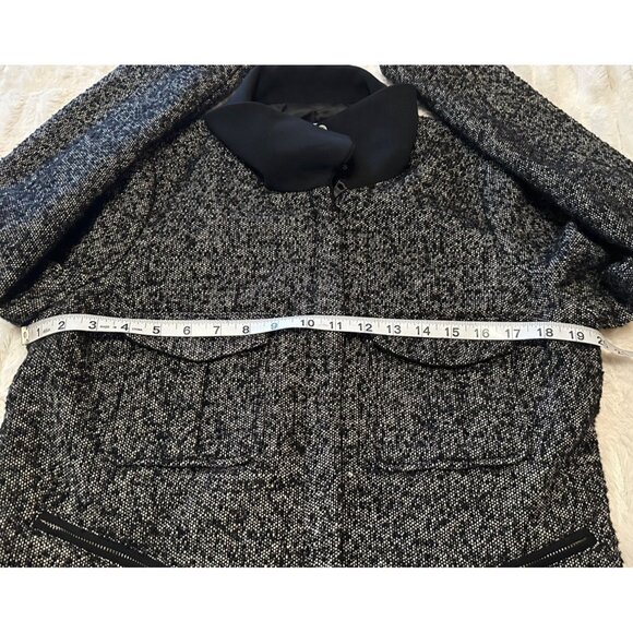 Women's GAP Black White Coat w/Zip Pockets Polyester Wool Blend Size L (READ) - Picture 10 of 16